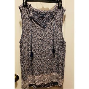 Navy Blue & White Blouse